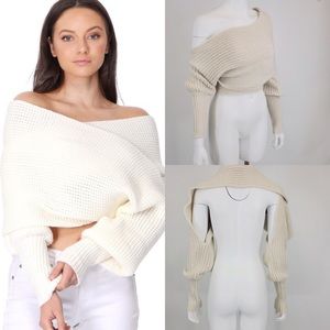 ✨ALL APPAREL $10✨Ivory Knit Scarf Sweater